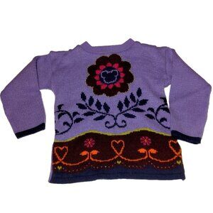 Mickey For Kids Sweater Girls S 4 Purple Pullover Mickey Mouse Vintage Flower